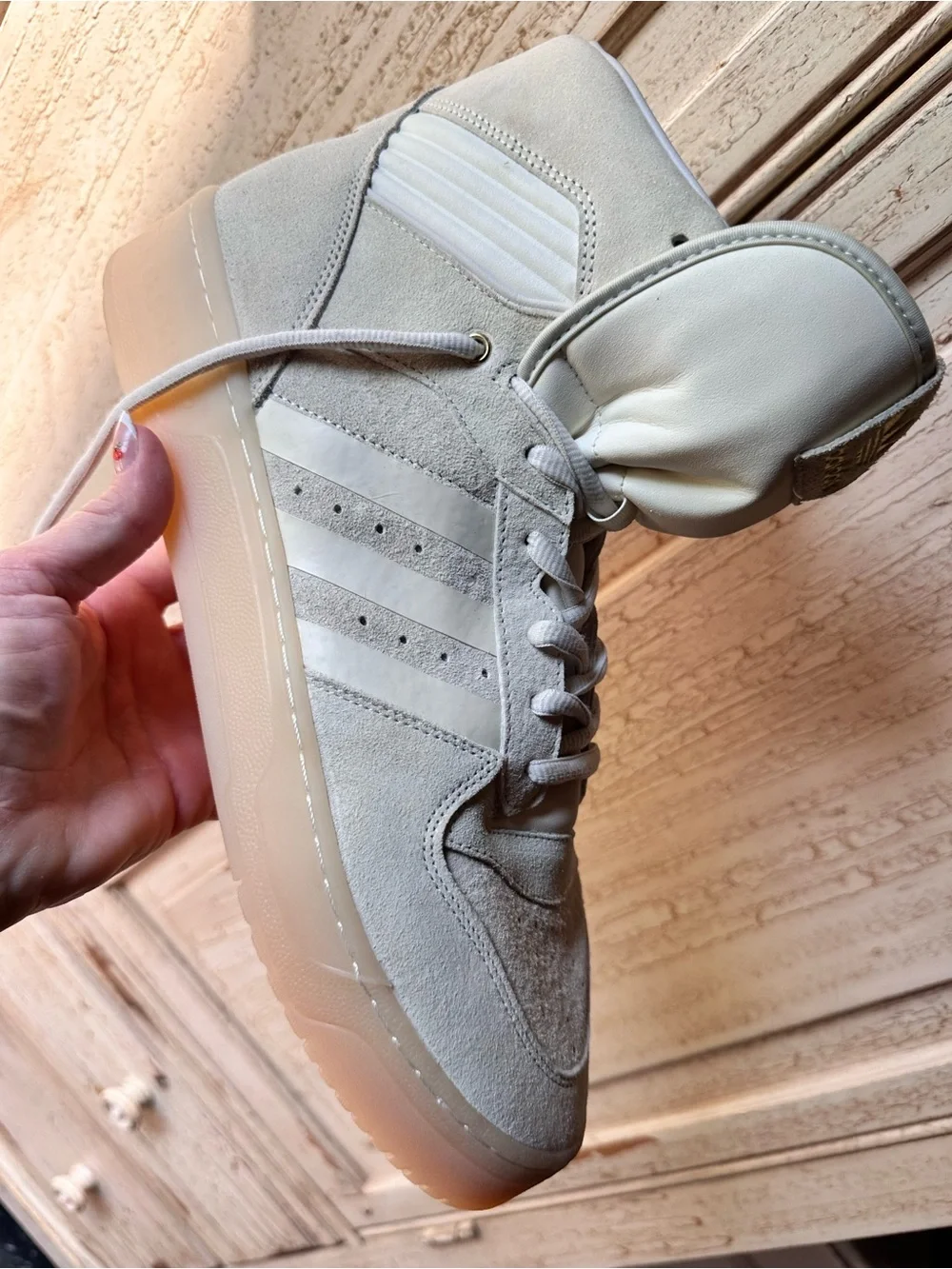 Addidas Rivalry High Men's High-Top Suede Sneakers in Cream